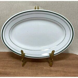 Syracuse China Plate DOUBLE GREEN STRIPE 8 Inch OVAL Restaurant ware